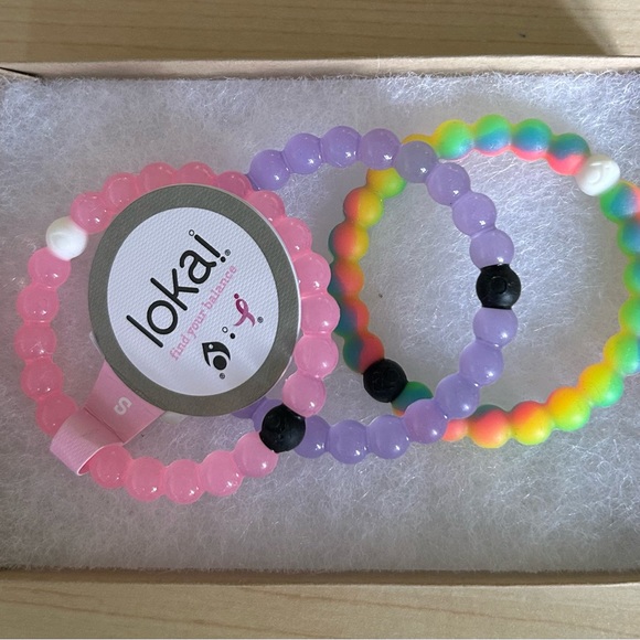 3 Lokai Bracelets Size Small - Pink, Lavender and Rainbow - Picture 2 of 2